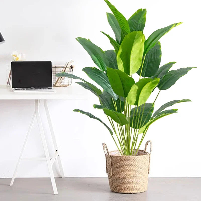 Tejesa  Artificial Plants Large Tropical Palm Tree Fake Banana Plants Leaves/ Real Touch Plastic Monstera For Home Garden Party Decor