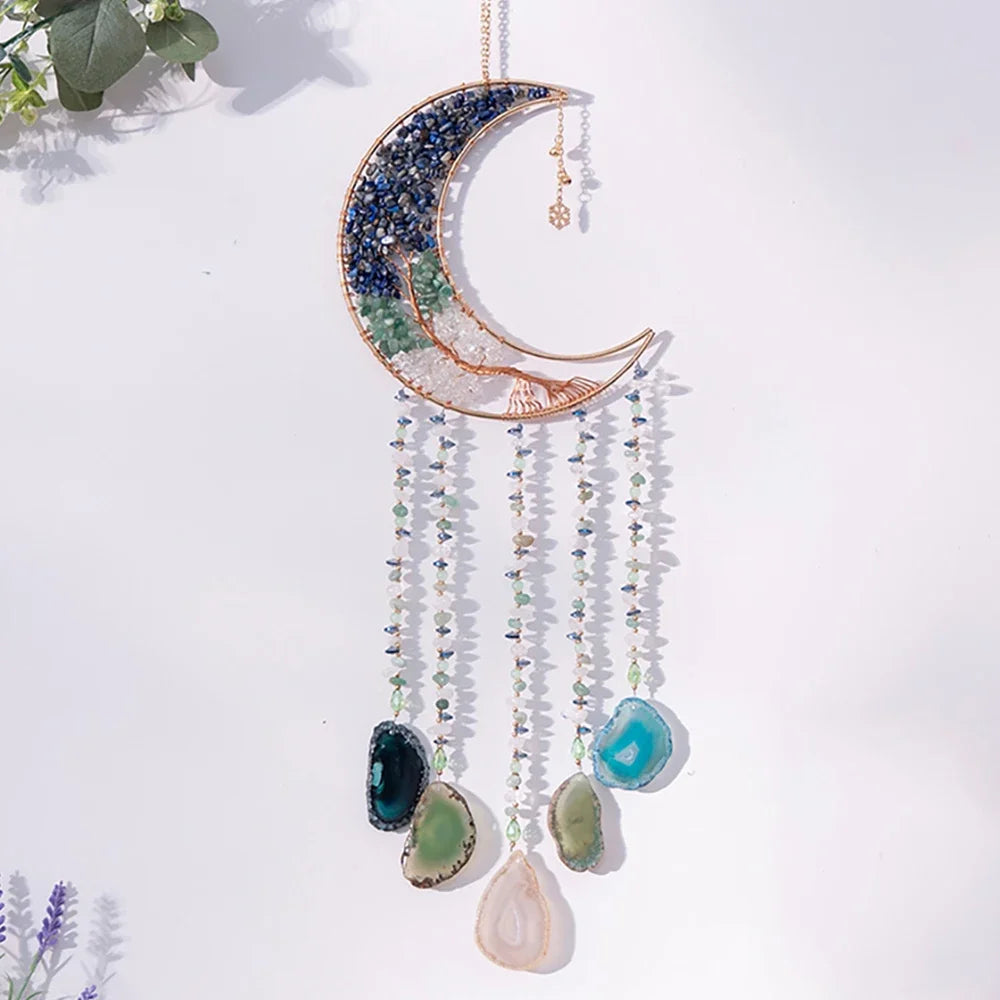 7 Chakra Gemstones Tree Of Life Dream Catchers  Natural Agate Bedroom Wall Hanging Crystal Dream Catcher Home Craft Decorations