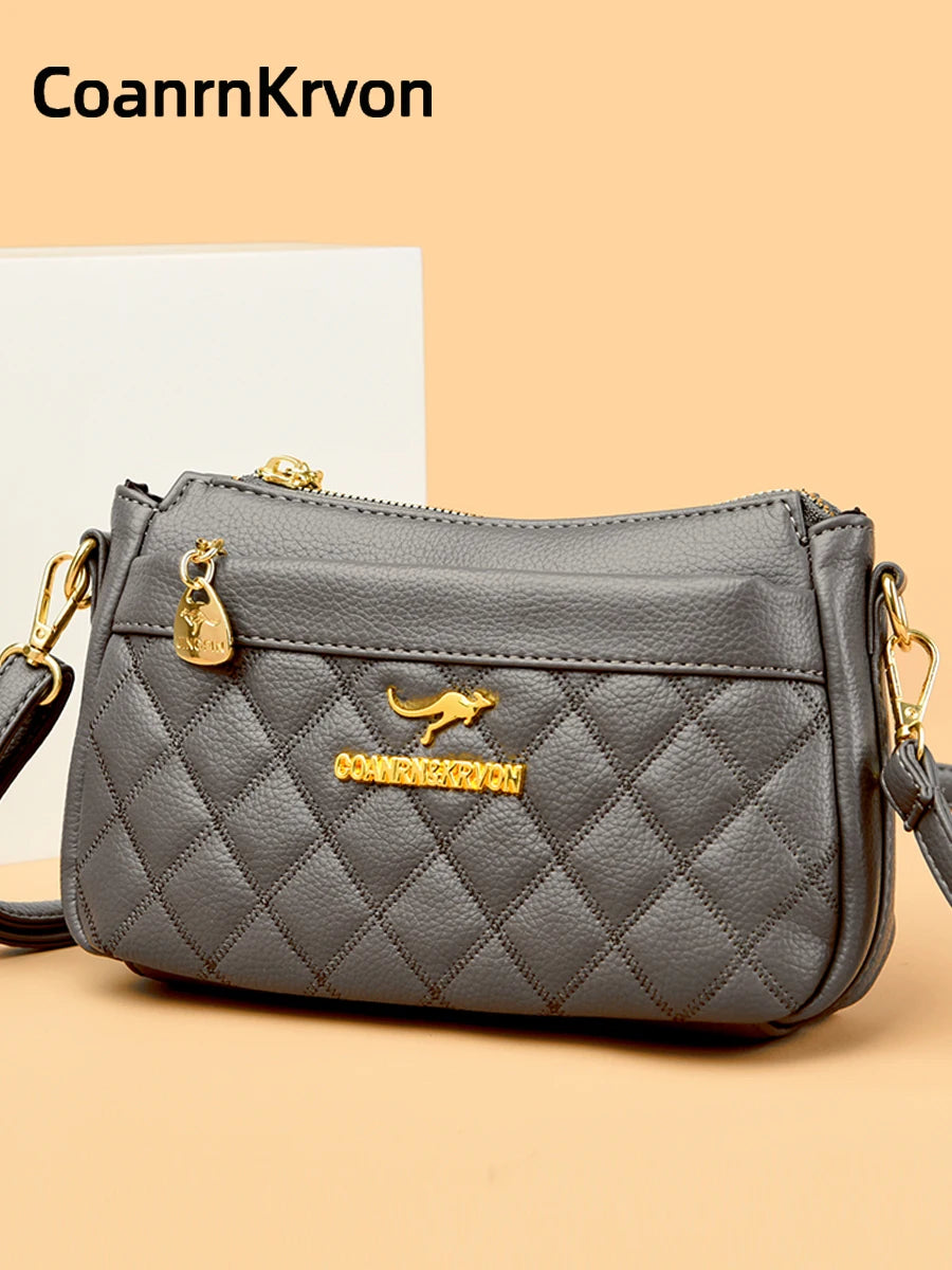 Hemasa Leather Handbag  Zipper Storage Small Bag Multifunctional Underarm Bag Small Square Bag Women