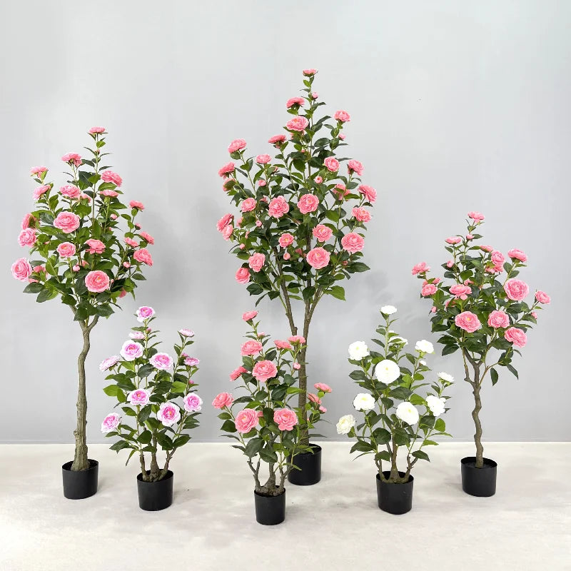 Simulation camellia tree camellia artificial simulation green plant potted home decoration floor plant manufacturer wedding came