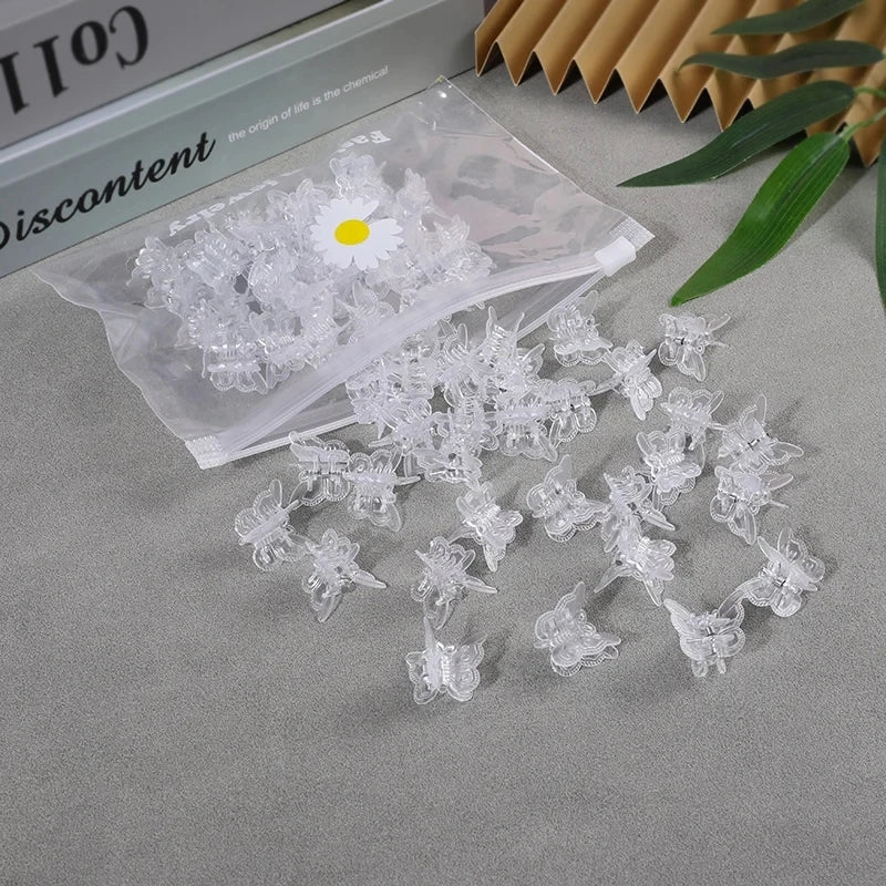 50pcs Girls Small Hair Claw Clips Colorful Plastic Clips Hairpin Flower Heart Mini Multi-Shape Hair Claw Kids Hair Accessories