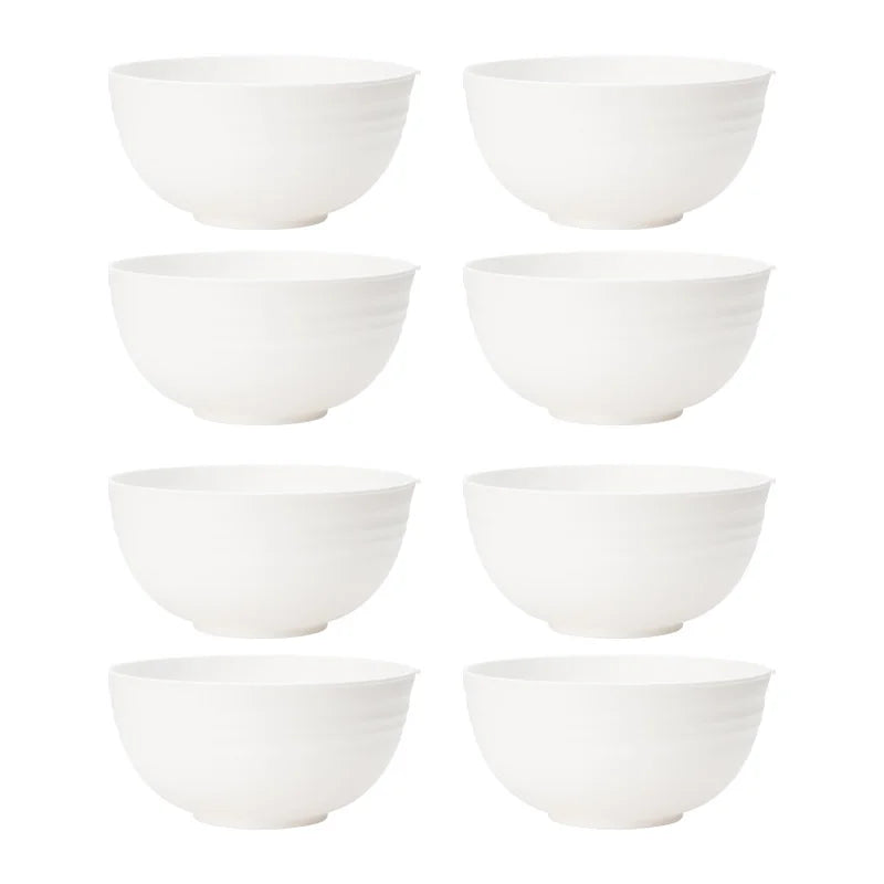4/6/8pcs White serving bowl Reusable plastic cutlery for dessert snacks Easy to carry camping serving bowls when going out