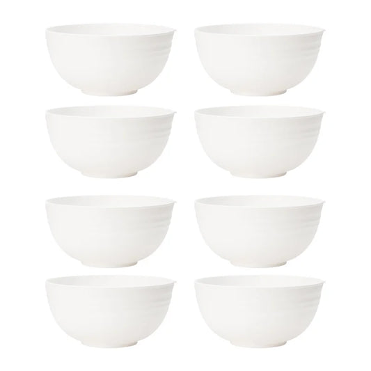 4/6/8pcs White serving bowl Reusable plastic cutlery for dessert snacks Easy to carry camping serving bowls when going out