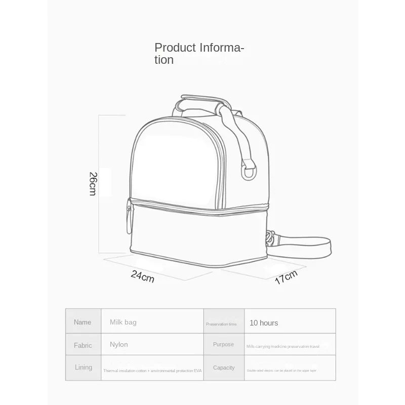 Hemasa Double-layer Breast Milk Backpack Milk Bottle Fresh-keeping Insulation Bag Milk Bag Milk Storage Backpack Bag