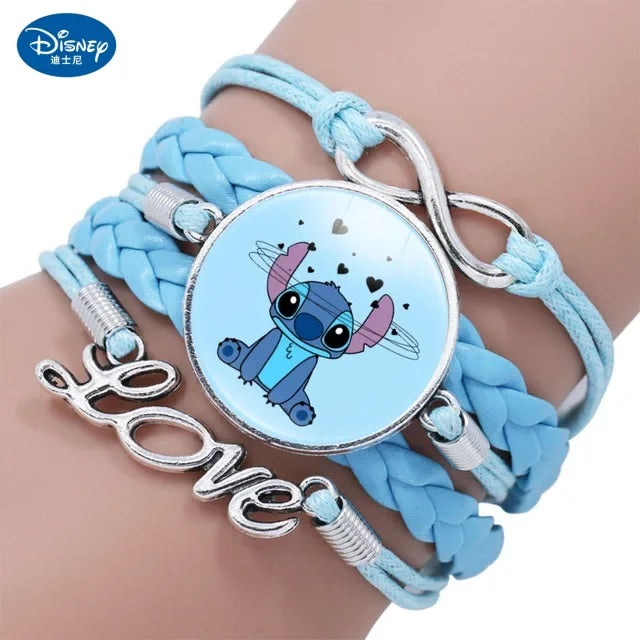 New Disney Lilo & Stitch Cartoon Bracelet Anime Figure Stitch Soft Leather Wristband Accessories Girls Kids Cute Jewelry Gifts
