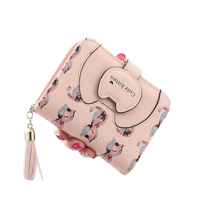 Hemasa  PU Leather Tassel Cartoon Cat  Wallet   for Women /Coin Purse/Card Holder