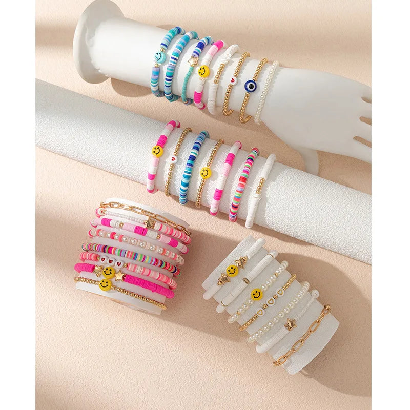 Hemasa  Korean Style Colorful Polymer Clay Beads Bracelet / Hand Accessories Girls Party Jewelry Gifts