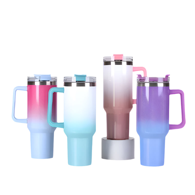 Hemasa 40oz  Stainless Steel Cup Thermal Keeps Cold and Heat Water Bottle with Handle Rainbow Thermal Mug