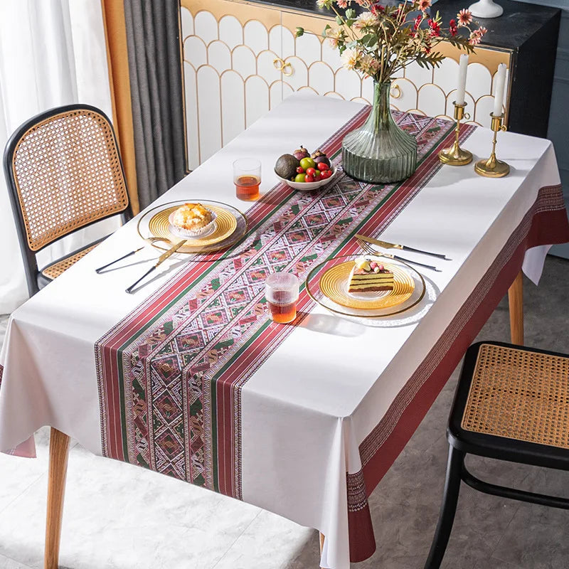 XZ0037 Tablecloth waterproof and heat-resistant PVC coffee table mat rectangular household thick dining table cloth tablecloth