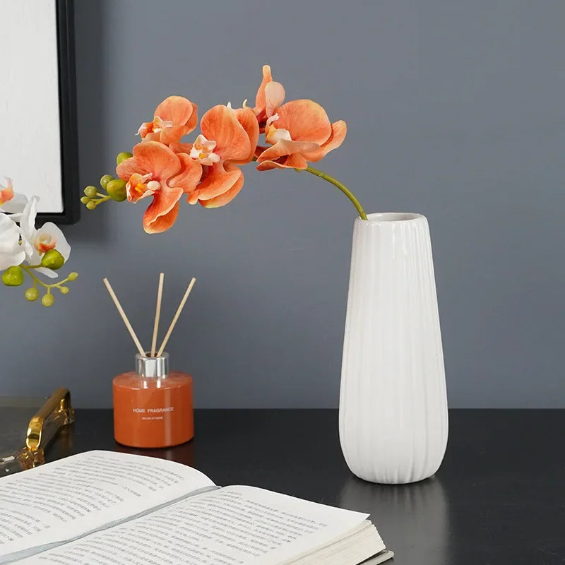 Tejesa 3 Pcs Artificial  Plastic Orchids Plastic Phalaenopsis  Artificial Flowers