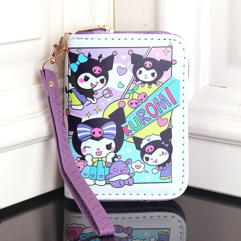 Cartoon Kuromi Short Version Waterproof Money Bag Zipper Coin Purse Multiple Card Slots Wallet Portable Decoration Girl Gift