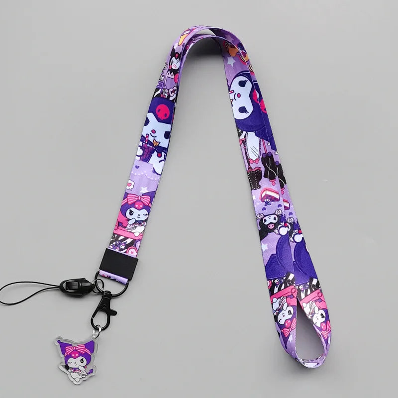 Anime Hellokitty Phone Lanyard Cartoon Flat Woven Strap Kawaii Kuromi My Melody Cospaly Kids Toys Birthday Gifts