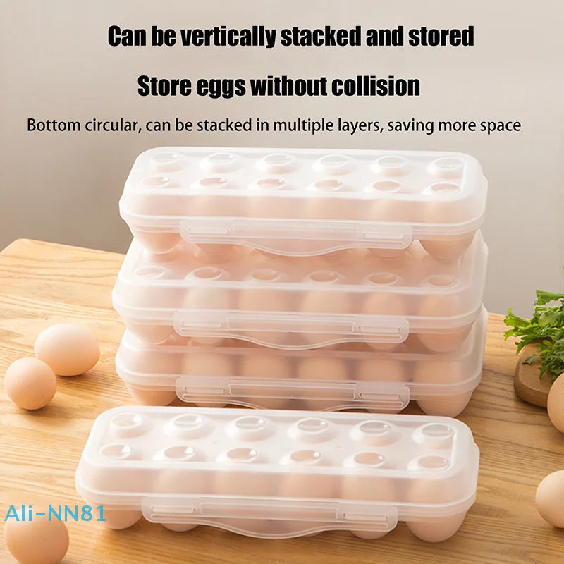 Tejesa 12/18 Grid Egg Storage Box With Lid Kitchen Refrigerator Egg Box Egg Drop Rack Household Fridge Egg Organizer Egg Tray