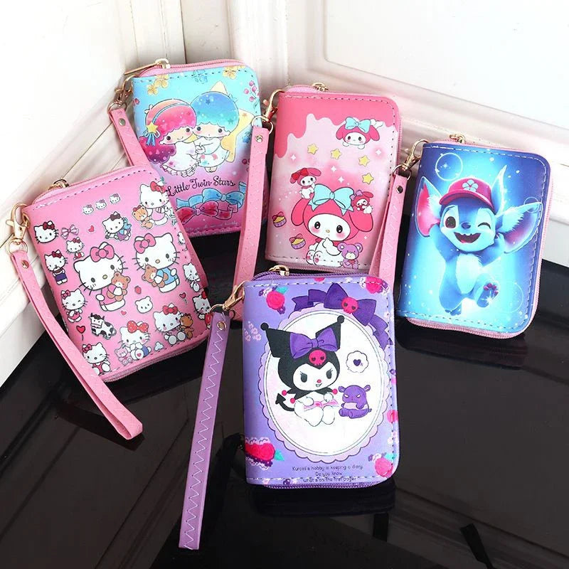 Cartoon Kuromi Short Version Waterproof Money Bag Zipper Coin Purse Multiple Card Slots Wallet Portable Decoration Girl Gift