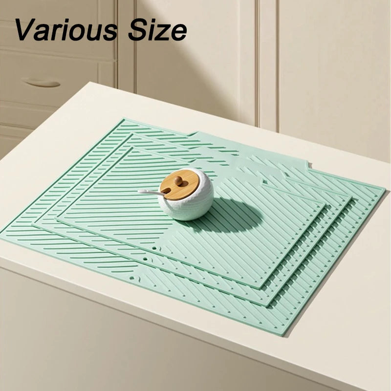 Tejesa Silicone Drain Pad Ideal Drying Mat Pots Dish Drain Mat For Kitchen Tableware Non-slip Mats Anti-scald Coaster Kitchen Tools