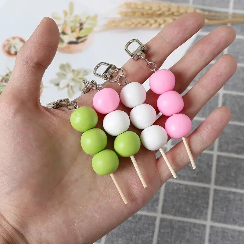 Hemasa Simulated Meatball String Keychain Creativity Fashion Colorful Food Round Model Car Bag Hanging Decoration