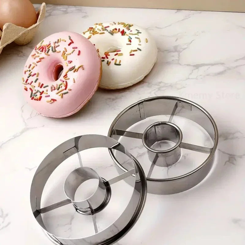 Silver Gold Stainless Steel Donut Mold Doughnut Desserts Bread Cutter Maker Cake Decorating Tools Kitchen Home Baking Supplies