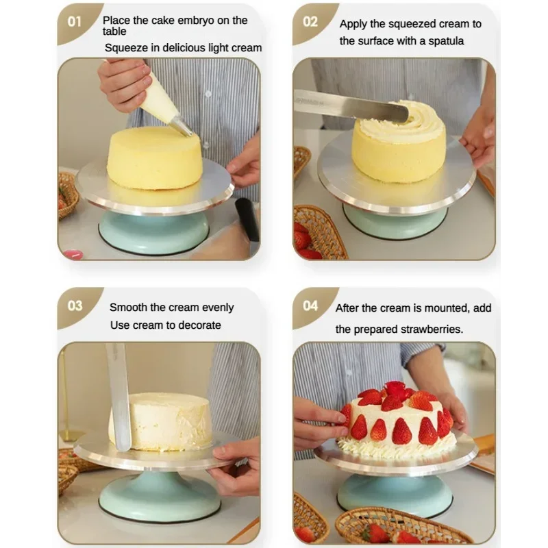 Tejesa 10Inch Pastry Turntable Cake Stand Aluminum Alloy Professional Pastry Rotating Tray and Pastry Accessories Decoration Tool