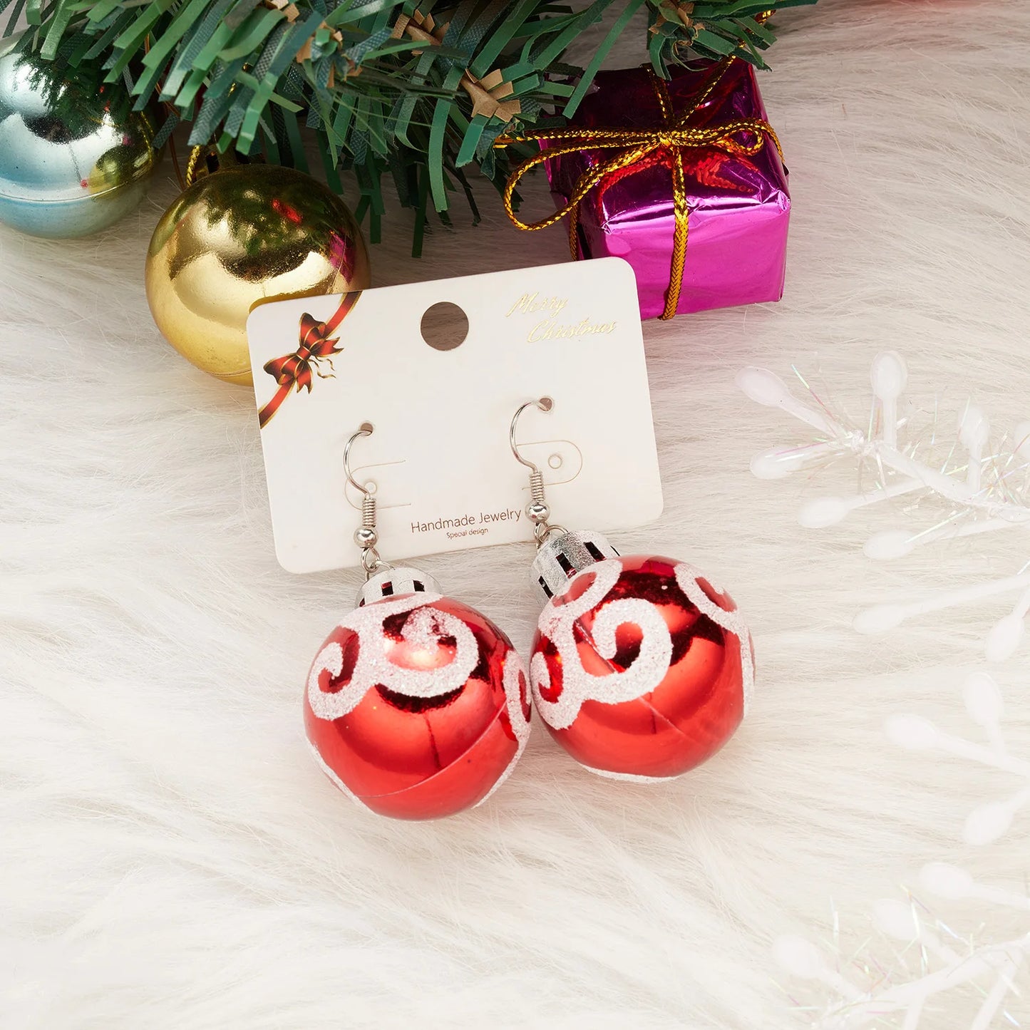 Merry Christmas Colorful Light Bulb Ball Shaped Drop Earrings for Women Luxury Creative Earrings Girl New Year Party Jewelry