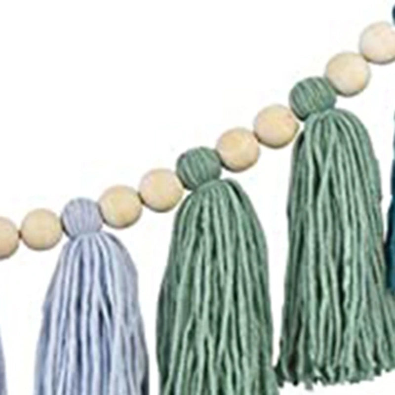 Promotion! Boho Tassel Garland With Wood Bead Earth Toned Rainbow Garland For Classroom Nursery Party Kids Bedroom Room Dorm