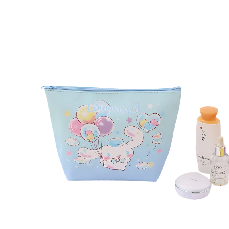 Hemasa Hello Kitty Make Up Case  Leather Zipper Travel Storage Bag Cartoon Large Capacity Cosmetic Bag Makeup Organizer