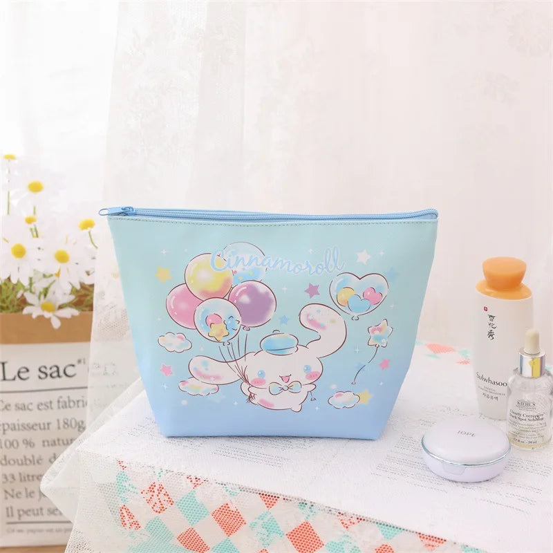Hemasa Hello Kitty Make Up Case  Leather Zipper Travel Storage Bag Cartoon Large Capacity Cosmetic Bag Makeup Organizer