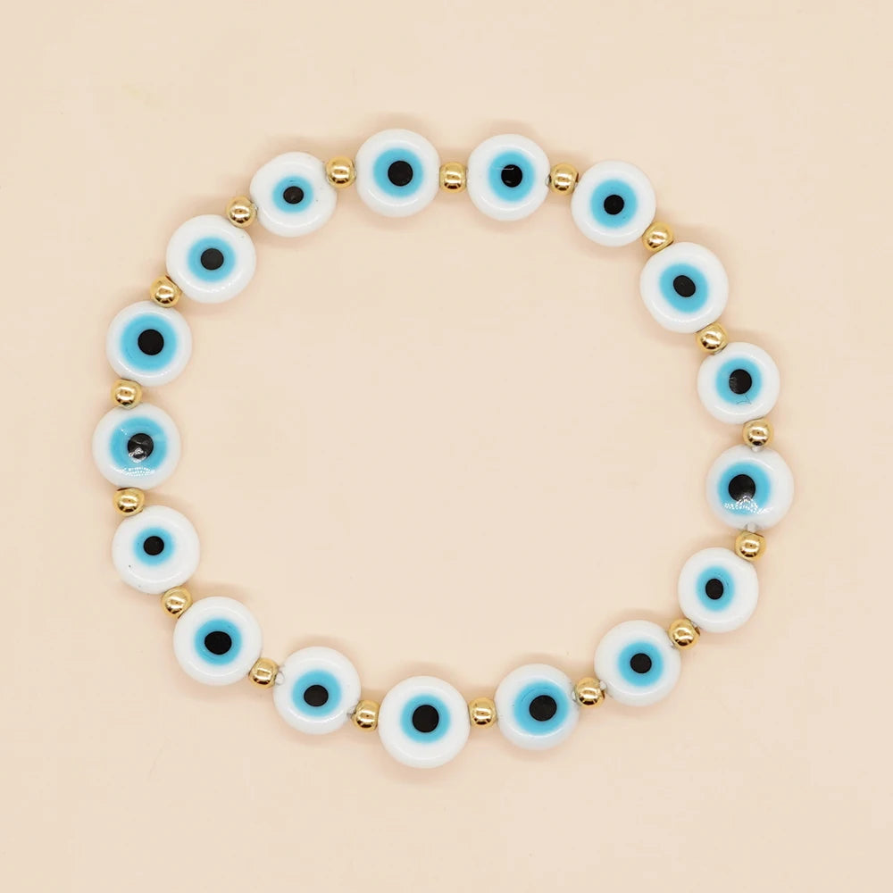 Go2Boho Evil Eye Beaded Handmade Bracelet Boho Accessories Jewelry Stretch Bracelets for Women Men Bohemia Charm Gift