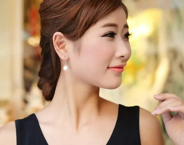 Hemasa  925 Sterling Silver Pearl Drop Earrings Jewelry for Woman/ Girl