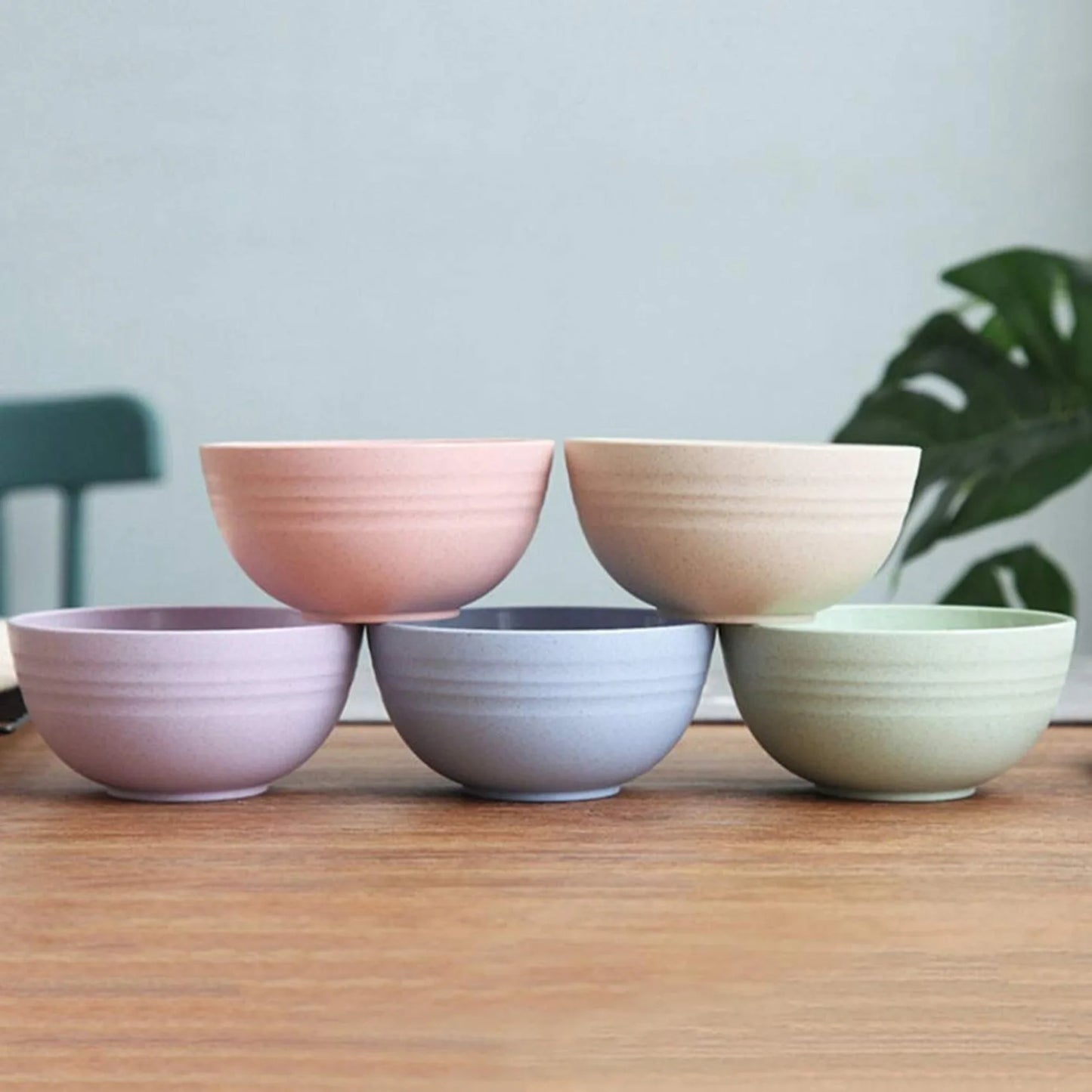 Hemasa 5 PCS 12cm Cereal Bowls Wheat Straw Unbreakable Reusable Bowls