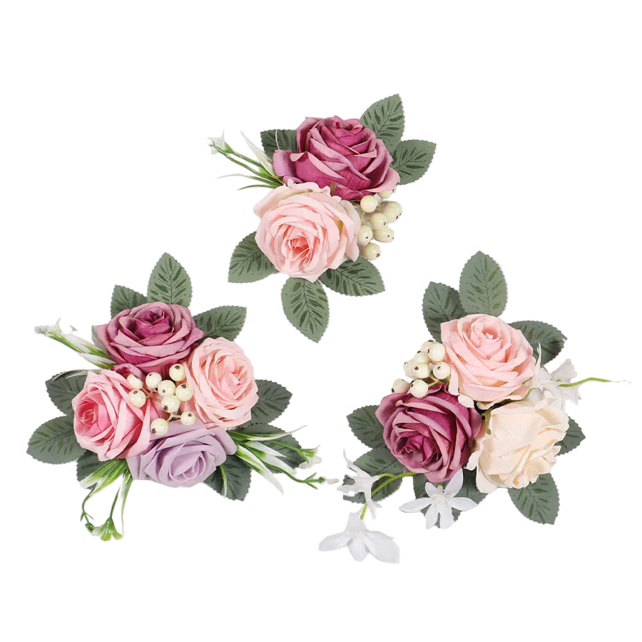 Tejesa 3pcs Pre-made Cake Flowers Toppers Blue White Rustic Boho Wedding Birthday Silk Cake Decoration Flower Party Supplies