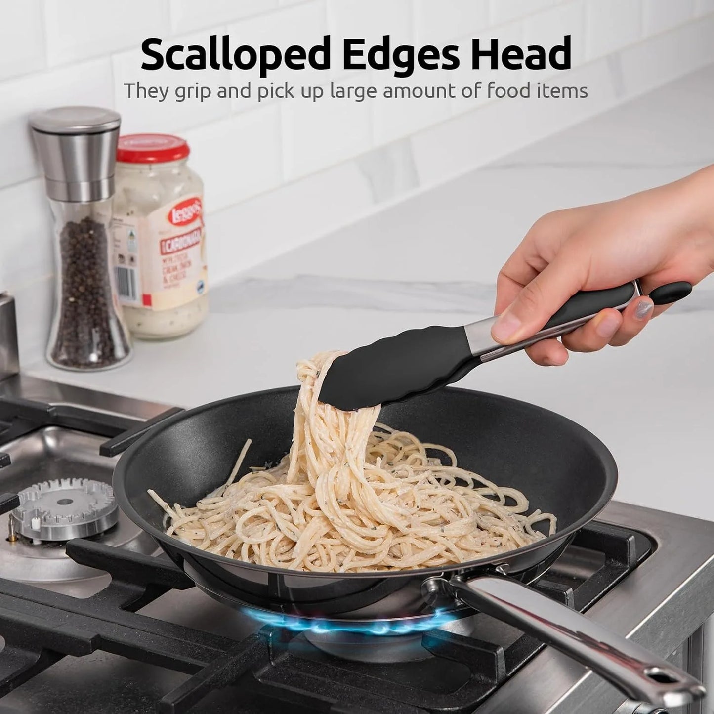 1/3Pcs Silicone Stainless Tong Steel Anti Scalding BBQ Food Tongs Non-Stick Resistant Barbecue Tongs Salad Tong 7/9/12inch