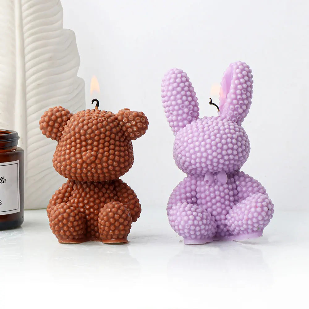 For Fun 3D Bear Rabbit Silicone Candle Mold DIY Scented Candles Handmade Soap Plaster Ice Cube Baking Mold Gift Making Decor