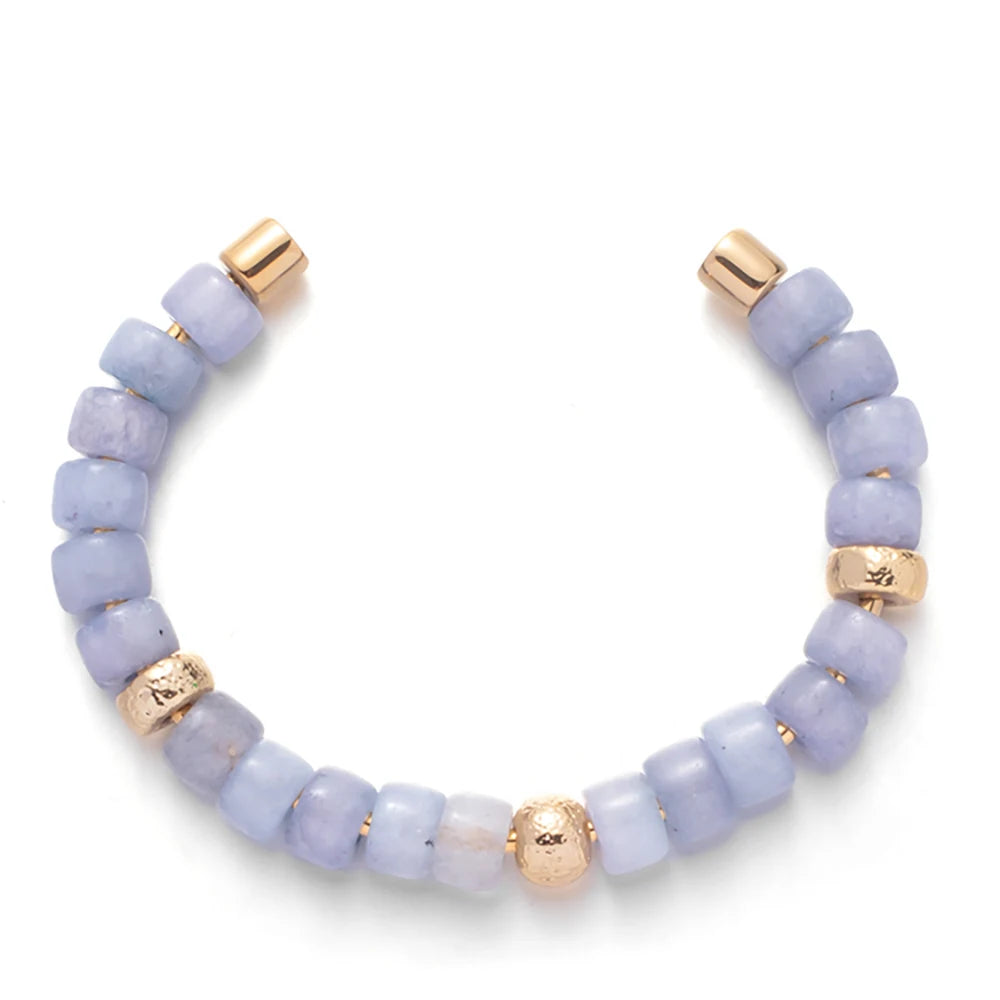 Tejesa Colorful  Natural Stone Cuff Bangle Bracelets For Women