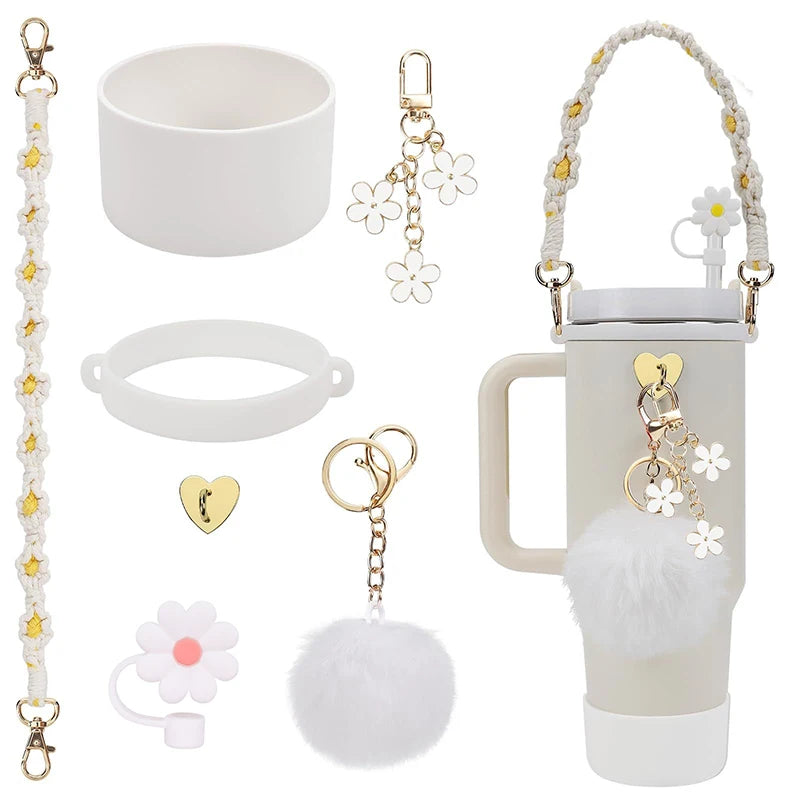 6PCS Use For Stanley Cup Tumbler Accessories 40oz 30oz,Compatible With Stanley Cup Tumbler Water Bottle Handle Sling Strap