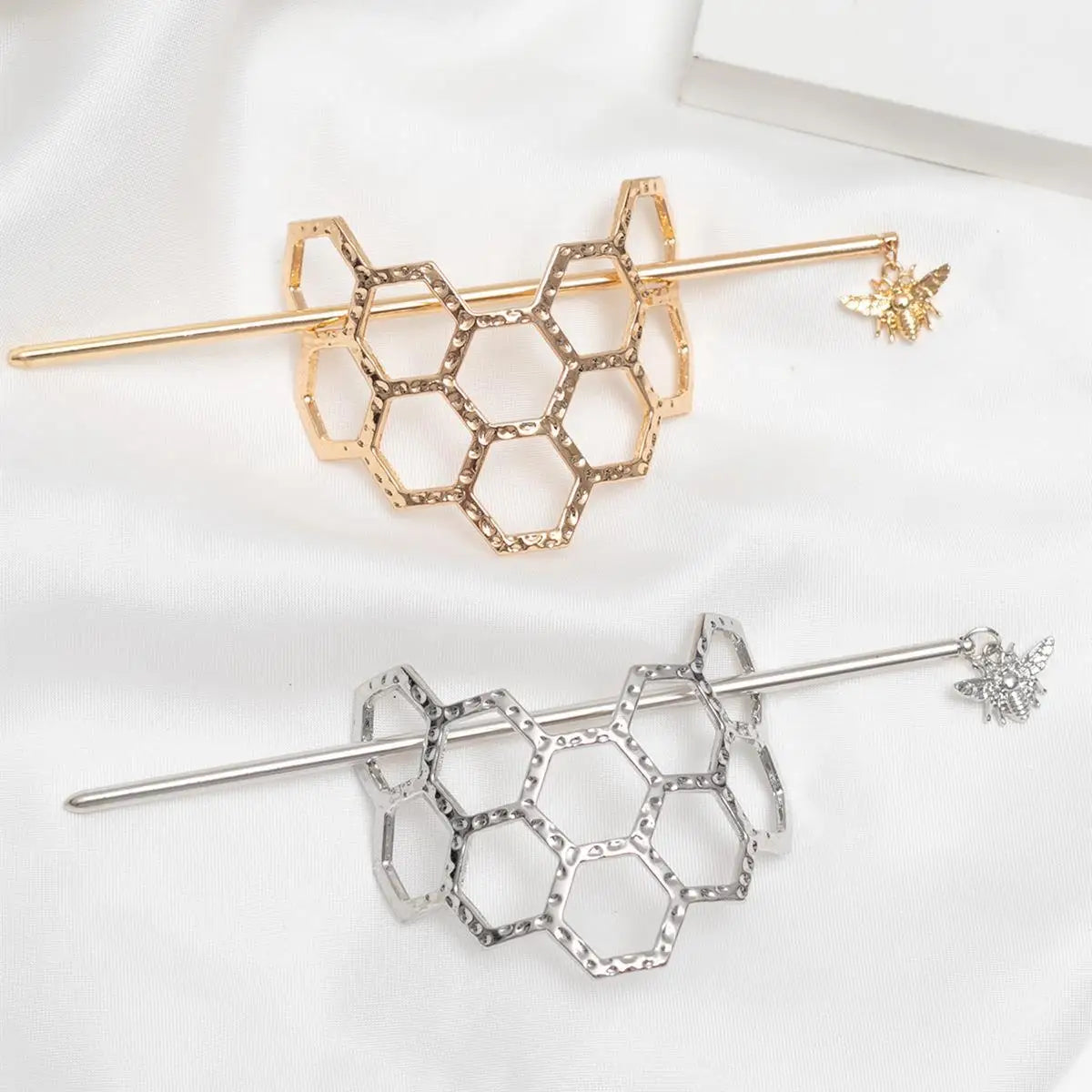 Tejesa Honeycomb Hairpin Bee Twist Headwear Honeycomb Hair Fork MetalHair Bun Cage With Stick For Women Girls, Ideal Choice for Gifts