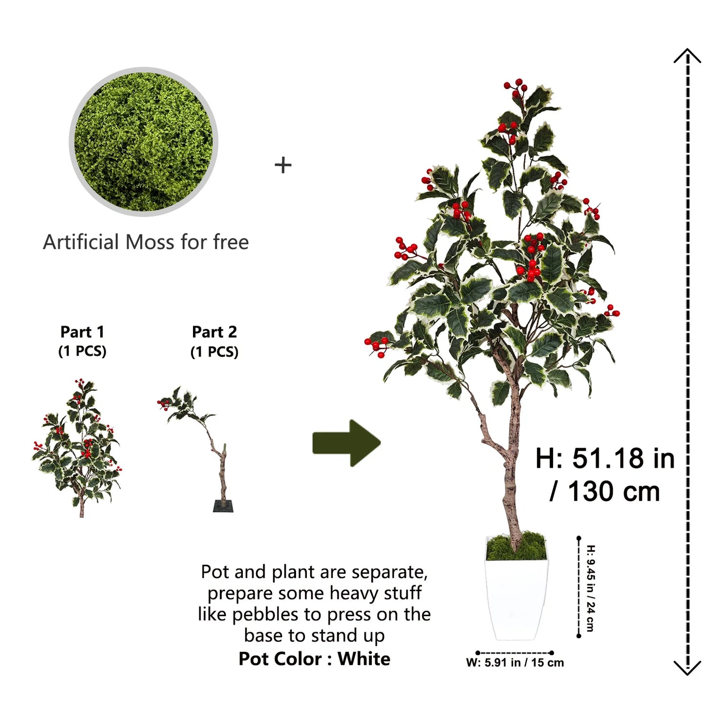 130CM Artificial Christmas tree plant Indoor outdoor Ornament fake plant for home garden wedding party living room decoration