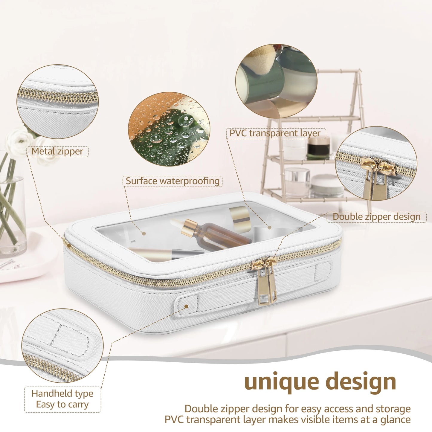 Tejesa Clear Cosmetics Storage Bag Large Makeup Bag PVC Storage Wash Bag for Travel Fitness Swimming Waterproof Toiletries Organizer