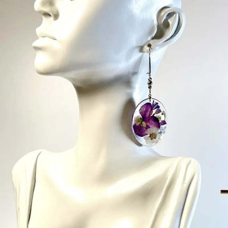 Handmaking Cute Flower Earring Unique Pressed Natural Flower Jewelry Earring Wholesale Creative Epoxy Resin Earring With Flower