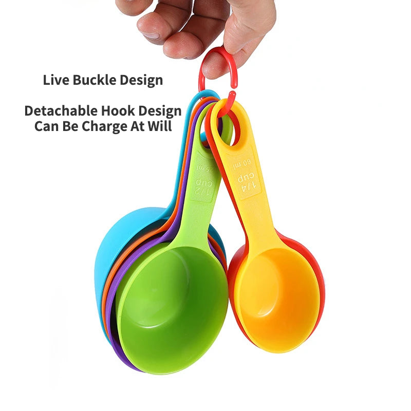 Hemasa 6/12-Piece Set With Scale Colorful Plastic Measuring Spoons /Flour Measuring Cup Seasoning Spoon Kitchen Baking Tools