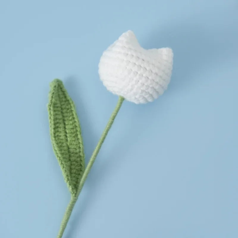 Hemasa 3Pcs  Cute Knitted Tulip Flower Creative Crochet Tulip Artificial Bouquets Graduation Flower Bouquet Wedding Friends Gift