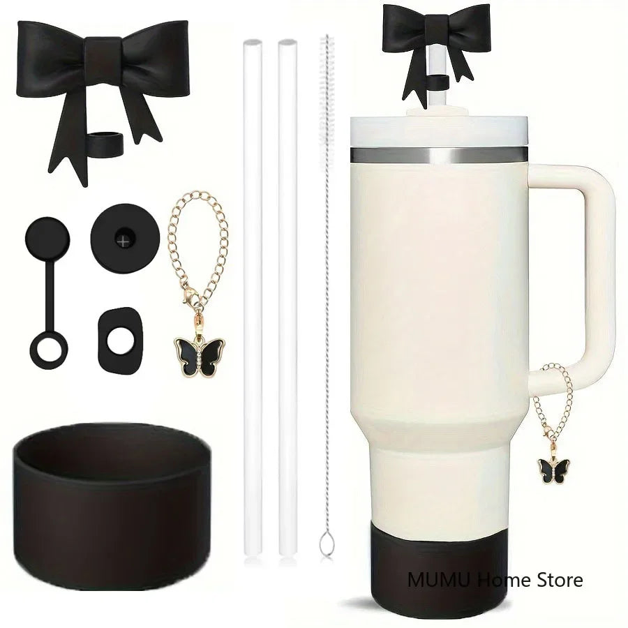 Hemasa 9pcs Accessories Set for Bottle Cup 30oz/40oz Spill Proof Stopper Flowers Straw covers