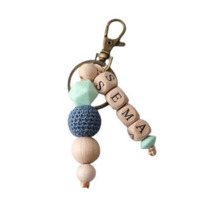 Heamsa Geometric Crochet Beads Personalized Name Silicone Teether Chain