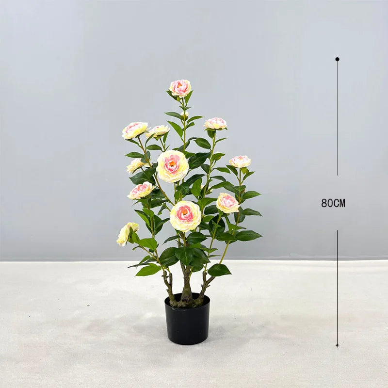 Simulation camellia tree camellia artificial simulation green plant potted home decoration floor plant manufacturer wedding came