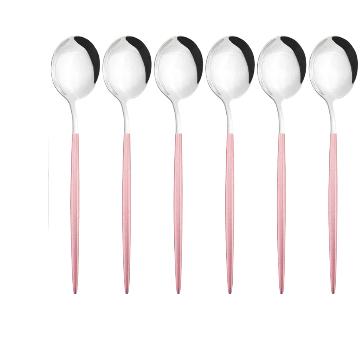 Hemasa 6Pcs  Western Stainless Steel Cutlery Set  Gold Ladle Spoon Dinnerware Dinner Spoon Soup Spoon Tableware Kitchen Silverware Set