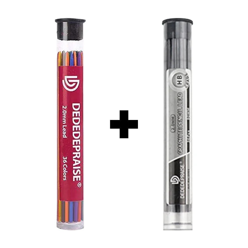 DEDEDEPRAISE Sketch 2.0MM Press Mechanical Pencil & 36colors Leads Drawing Colored Pencils Automatic Pencils Replacement Leads