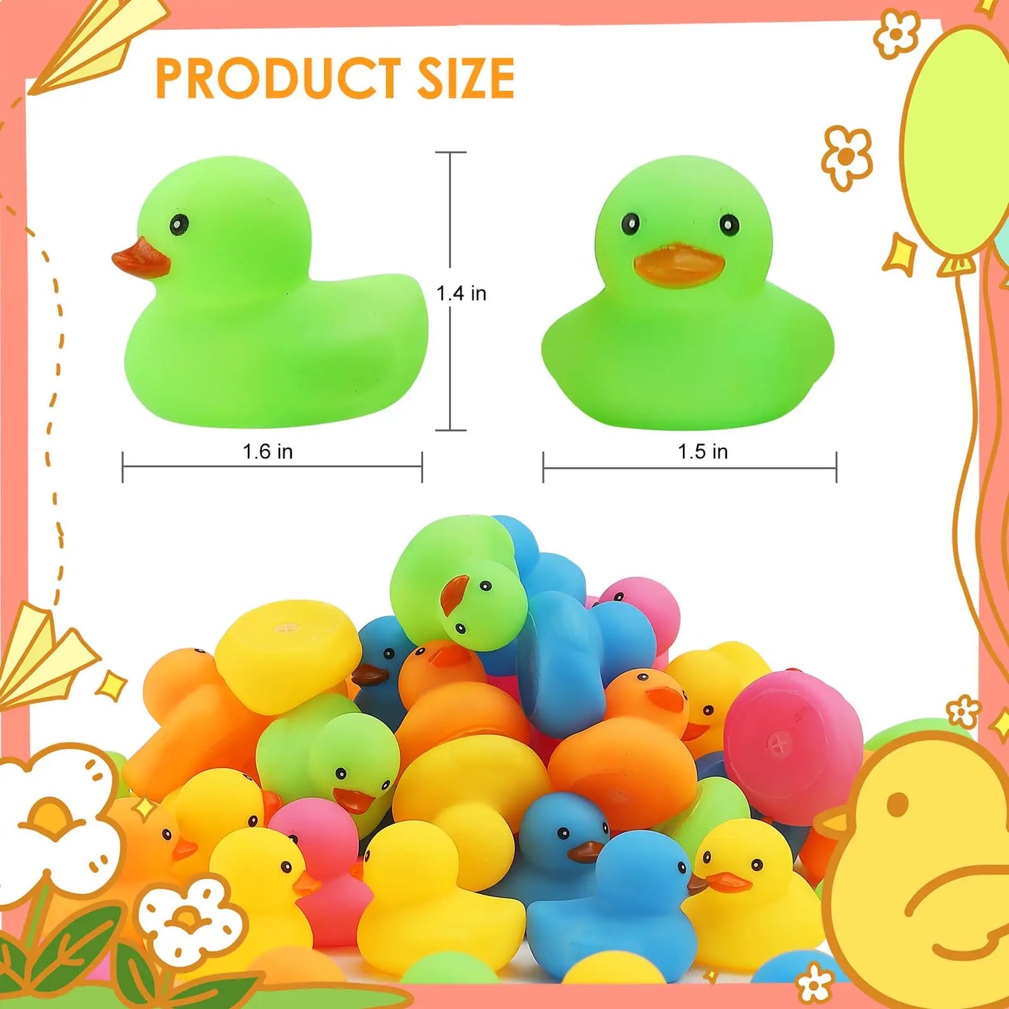 Tejesa 50/100/150Pcs Mini Rubber Duck  Multicolor Bath Ducks Bulk Float Duck Toy for Shower Birthday Party Favors Gift Classroom