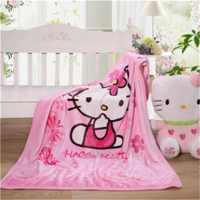 Hemasa Hello Kitty Soft Fluffy Blanket  / Cartoon Cute Plush Blanket  for Girls
