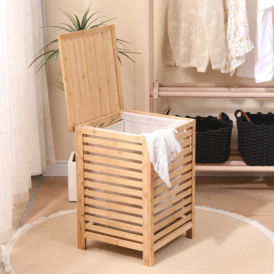 BonChoice 79L Large Laundry Basket With Lid, Laundry Hamper With Removable Liner Bag, Laundry Baskets Sorter For Laundry Room
