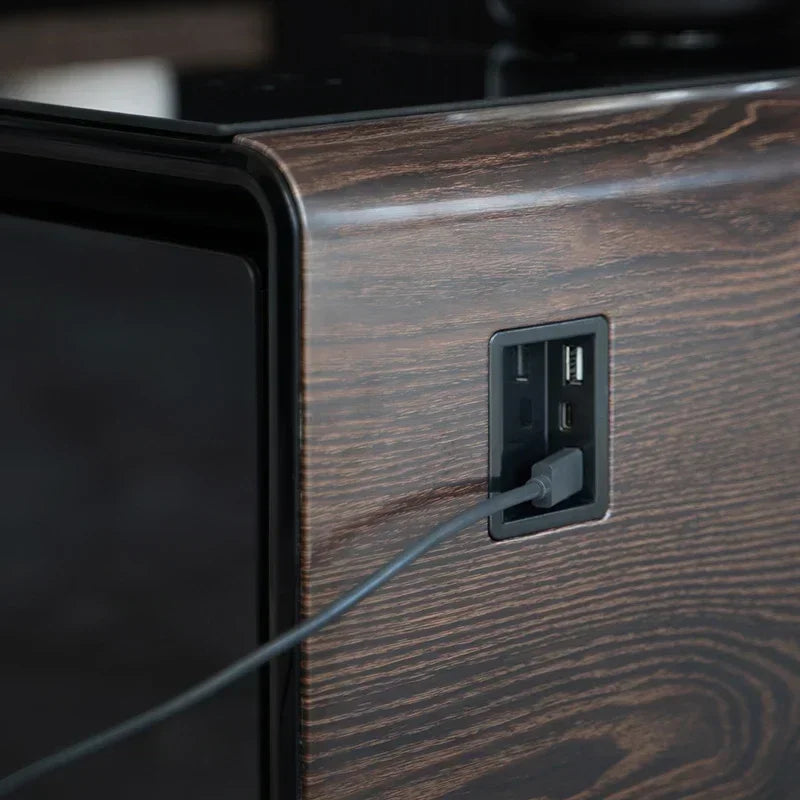 Smart Coffee Table, Living Room Smart Table, with 135L Drawer Refrigerator Wireless USB Charging Port Multifunctional Wood Grain