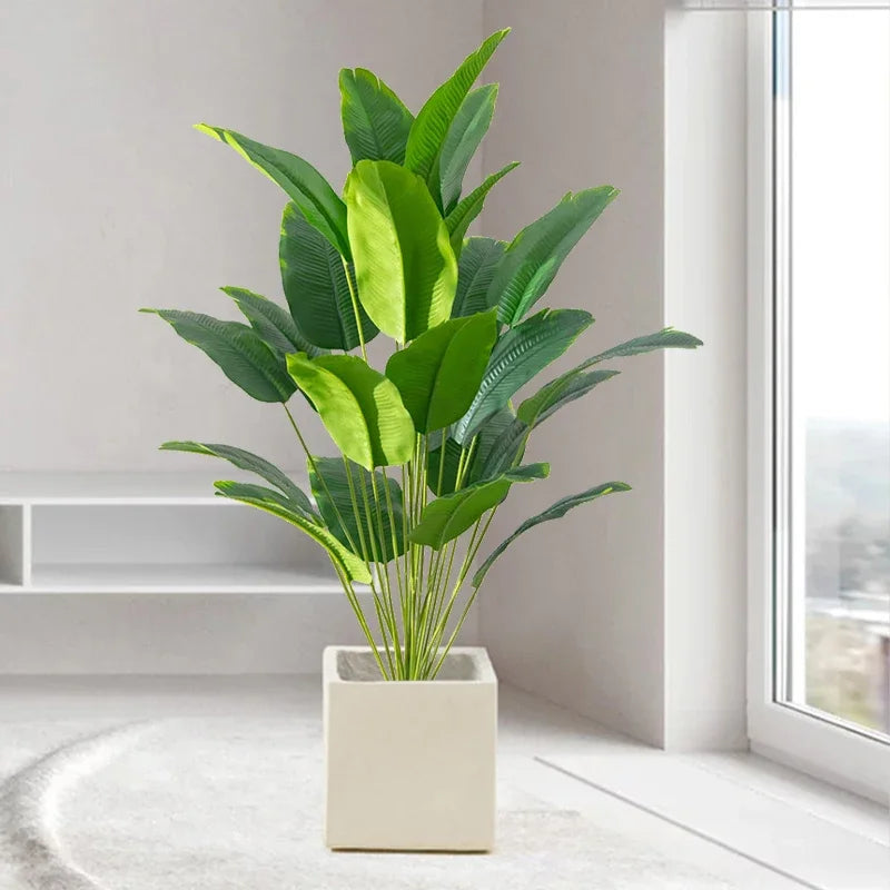 Tejesa  Artificial Plants Large Tropical Palm Tree Fake Banana Plants Leaves/ Real Touch Plastic Monstera For Home Garden Party Decor
